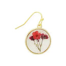 Cottage Dark Pink Dried Flower Round Earrings