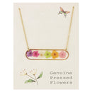 Pastel Rainbow Dried Flower Gold Bar Necklace