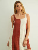 Color Block Linen Mini Dress