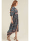 V Neck Twist Front Cut Out Hi Lo Maxi Dress W Slit
