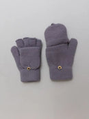 Winter Knit Convertible Fingerless Gloves with Mitten Flap