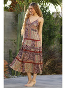 V Neck Lace Trim Maxi Dress