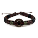 Aadi Pewter Ring Green Twine Brown Leather Men's Bracelet