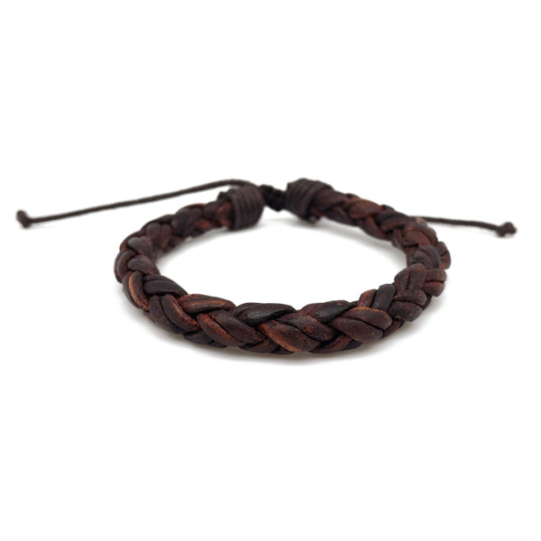 Aadi Leather Round Wrapped Braid Pull Tie Bracelet