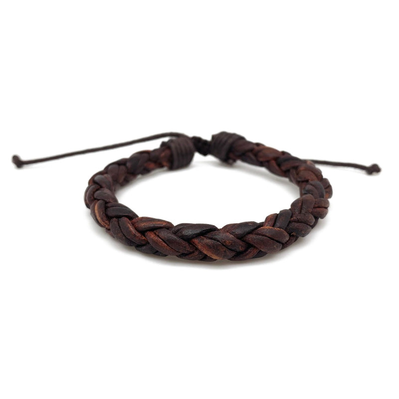 Aadi Leather Round Wrapped Braid Pull Tie Bracelet