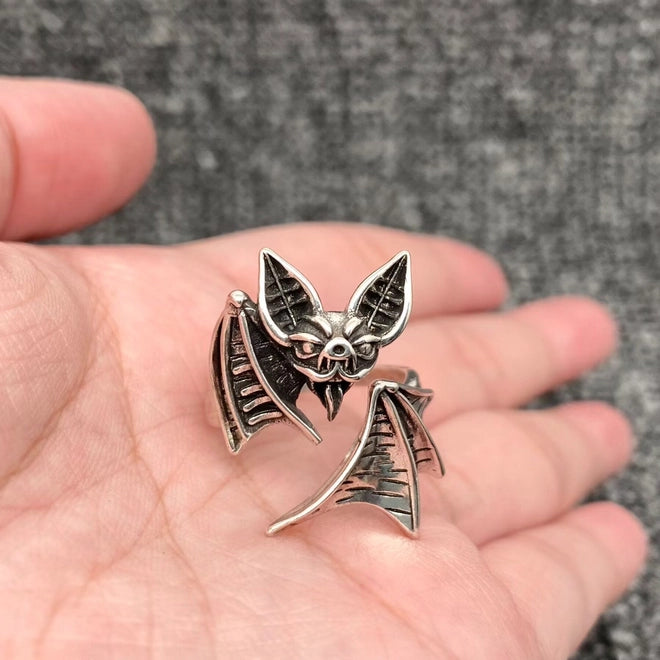 Gothic Style Adjustable Bat Ring