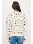 Colorful Chipry Birds Print Sweatshirt
