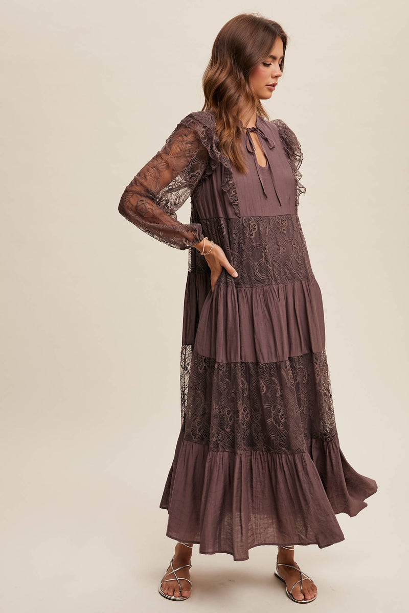 Tiered Lace Maxi Boho Dress