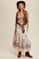 Embroidered Lace Tie-Front Vest