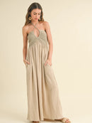 Washed Gauze with Crochet Top Contrast Dress - Sand