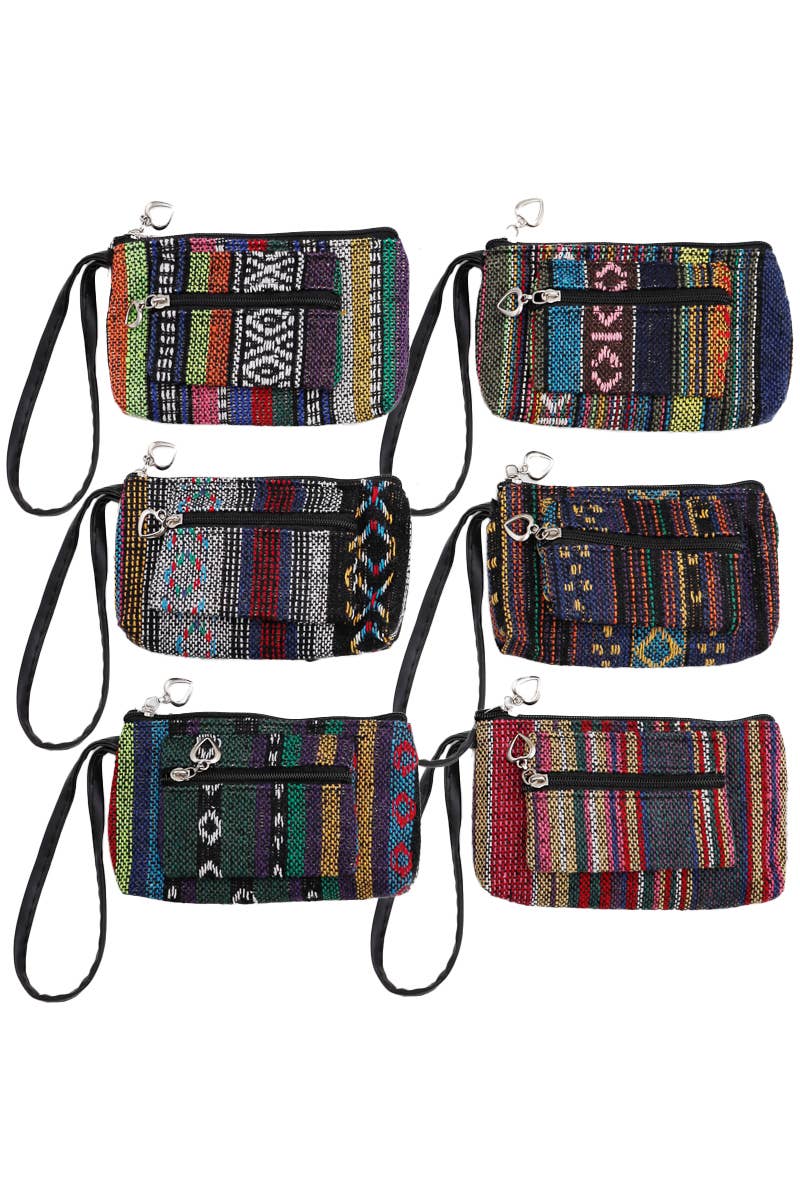 Navajo Baja Tribal Double Zipper Coin Purse Pouch