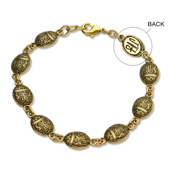 Egyptian Scarab Link Bracelet - 7.5"