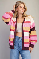 Multicolor Striped Long Sleeve Cardigan
