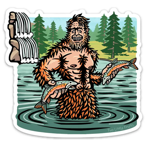 Bigfoot with Fish Sticker