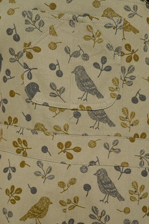 Bird Floral Print Overall