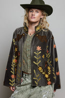 Velvet Jacket w/ Cactus and Bird Detail