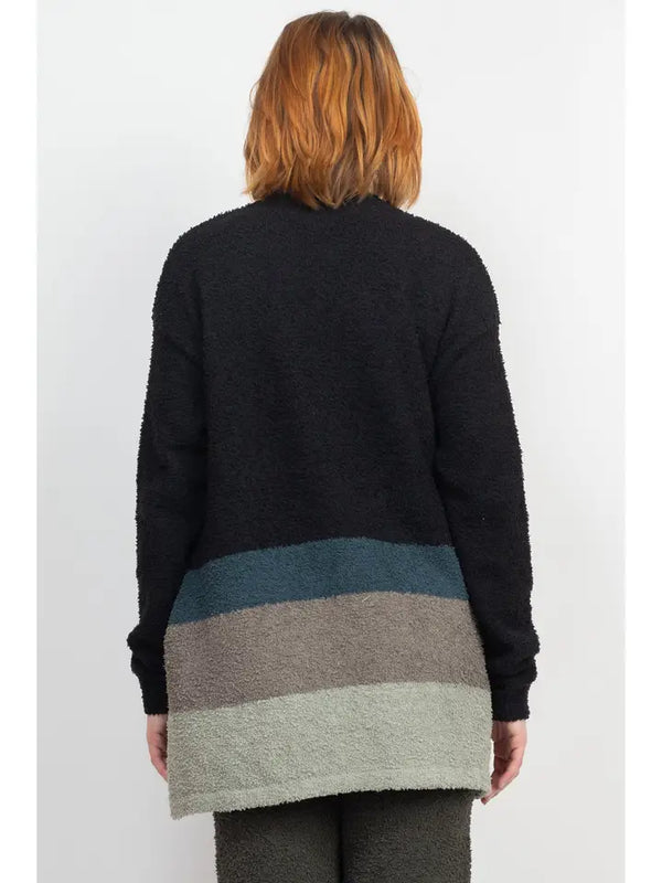 Cozy Knit Shawl Cardigan - Black