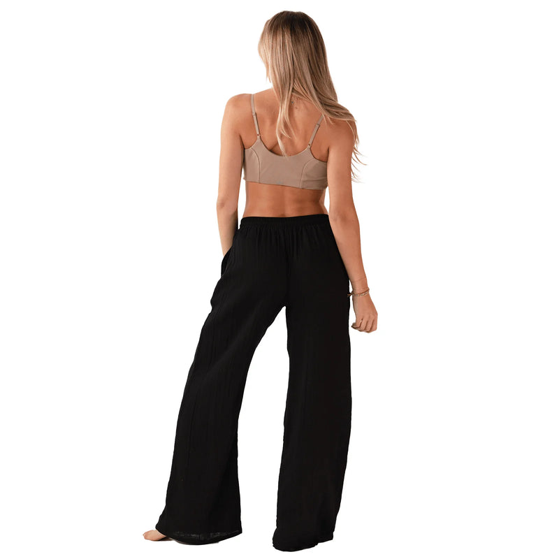 Black Cotton Cabana Pants