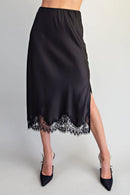 Scallop Lace Trim Midi Skirt