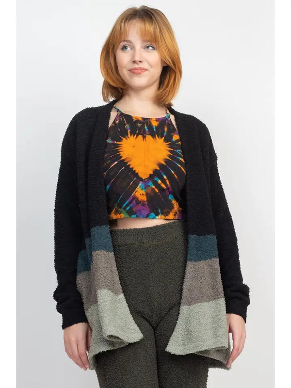 Cozy Knit Shawl Cardigan - Black