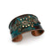 Mirrored Leaves and Spirals Teal Copper Patina Cuff