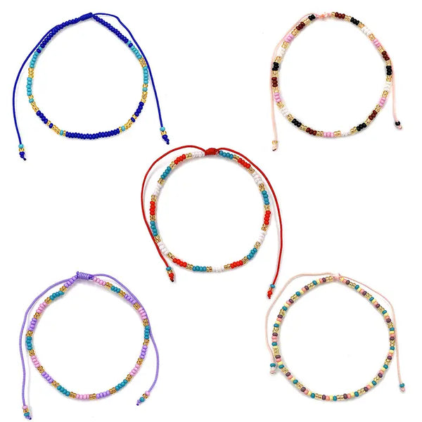 Single Strand Bead Pull Tie Bracelet