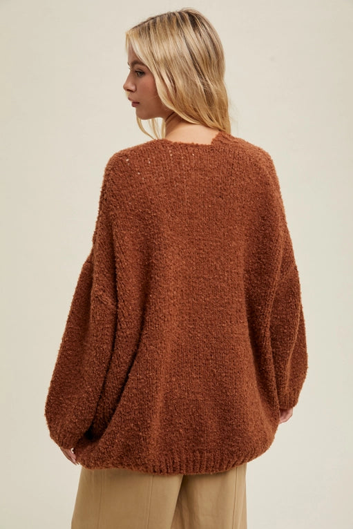 Brushed Cardigan - Brick