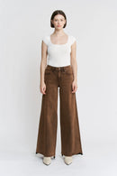 High Rise Wide Leg Vintage Wash Pants