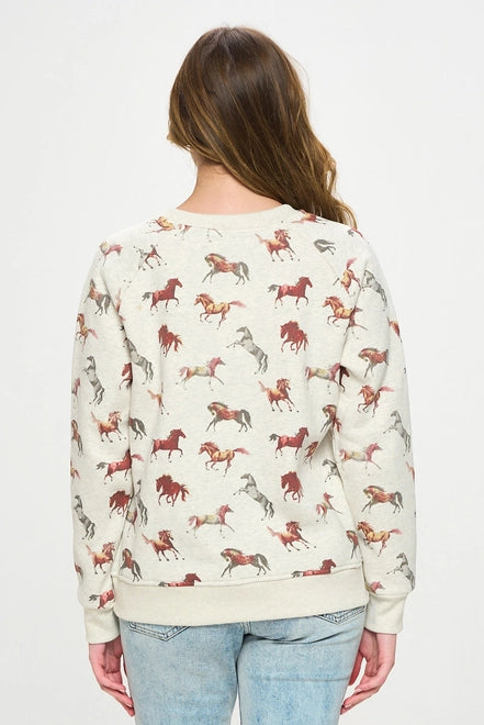 Color Horse Print Sweatshirt