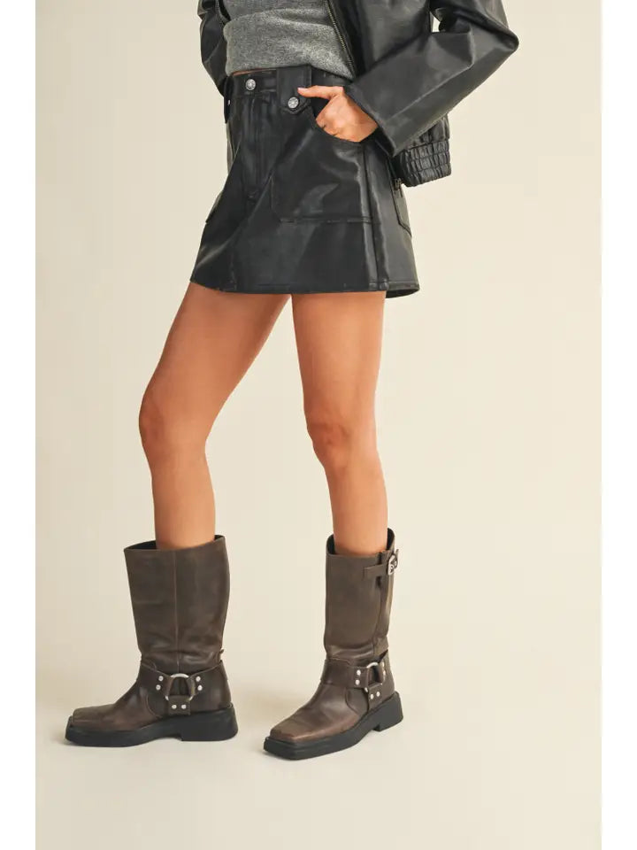 Patch Pocket Mini Skirt - Rustic Brown