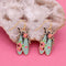 Colorful Floral Cicada Gold Earrings