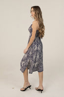 V Neck Dress with Side Slits and Lace Detail