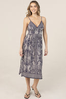 V Neck Dress with Side Slits and Lace Detail