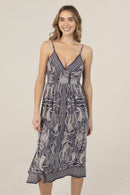 V Neck Dress with Side Slits and Lace Detail