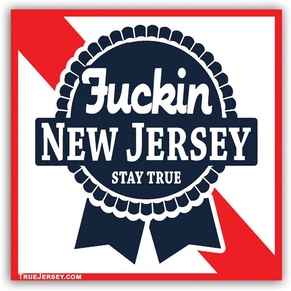 Blue Ribbon Inspired F--kin' New Jersey Sticker