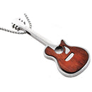 Men's Genuine Wood Stainless Steel Guitar Pendant with Chain