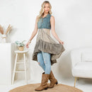 Front-Open Asymmetrical High Low Top- Latte