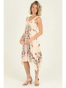 V Neck Hanky Hem Midi Dress