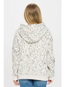 Rooster Floral Print Zip Hoodie