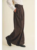 High-Waist Voluminous Wide-Leg Trousers - Espresso