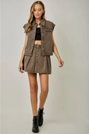 Washed Braided Denim Vest