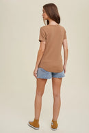 Ribbed Knit Basic T-Shirt