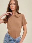 Ribbed Knit Basic T-Shirt