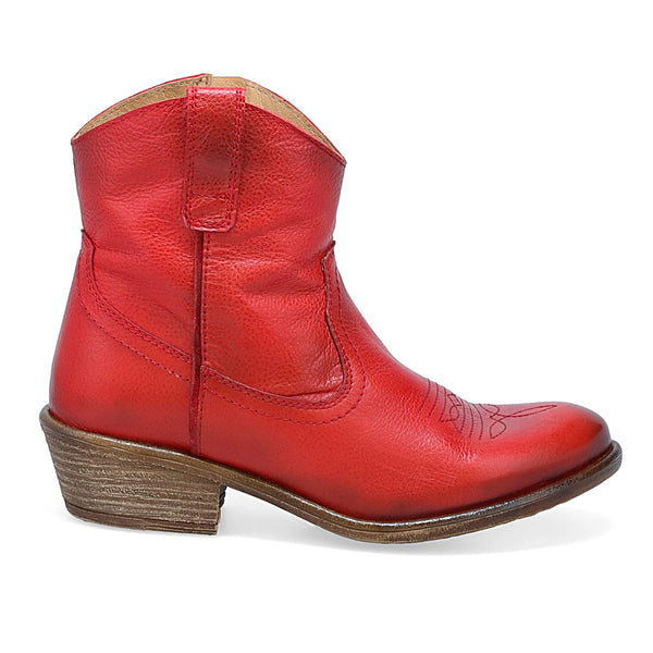 Carlitos Cowboy Ankle Boot-Red