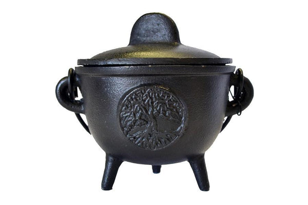 Cast Iron Tree of Life Cauldron with Lid - Small