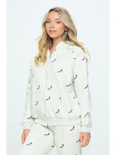 Pigeon Print Zip Up Hoodies