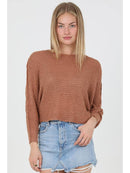 Open Knit Light Weight Pullover Sweater - Camel