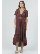 Deep V Twist Front Cut Out Maxi Dress with Slit
