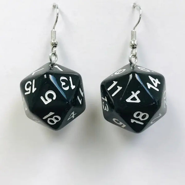 Black D20 Dice Earrings