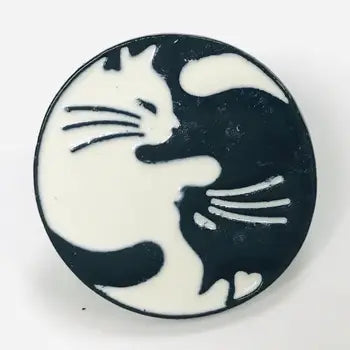Black & White Cat Hugging Lapel Pin